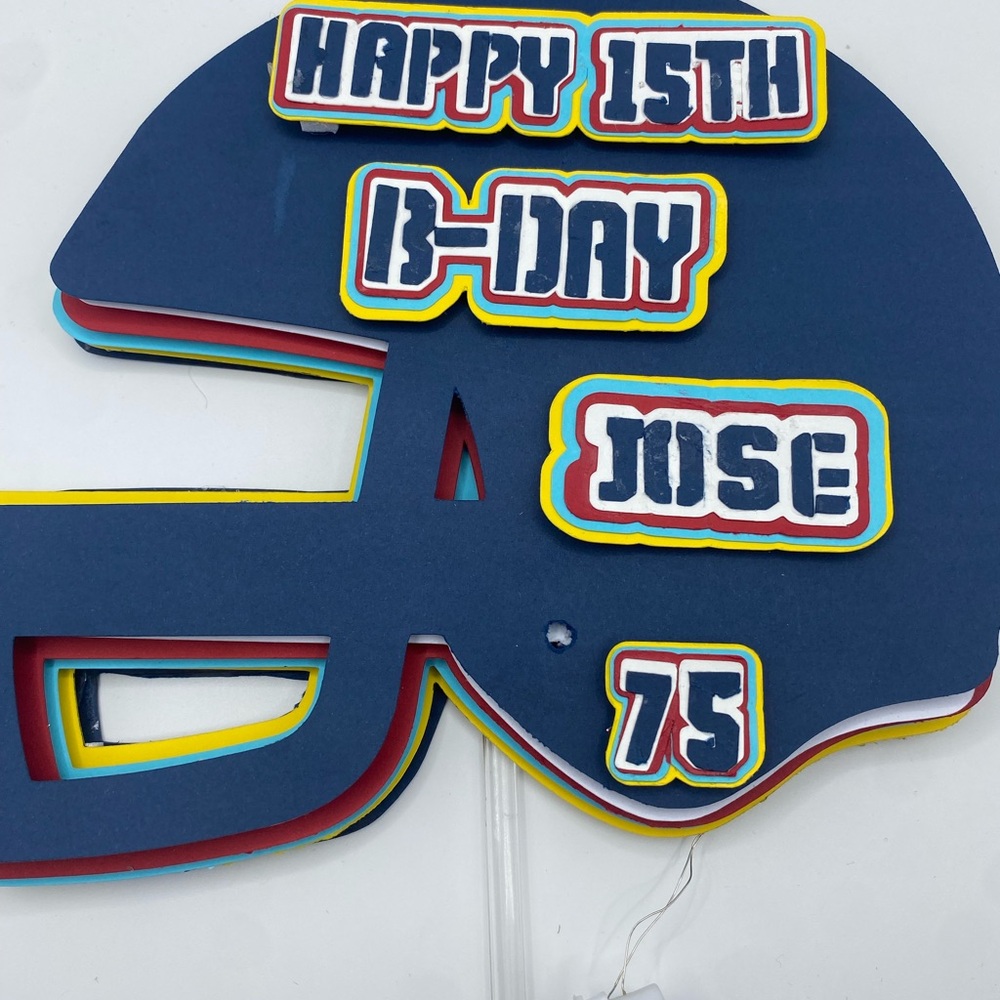 Football 3D cake topper with lights/custom any name any color